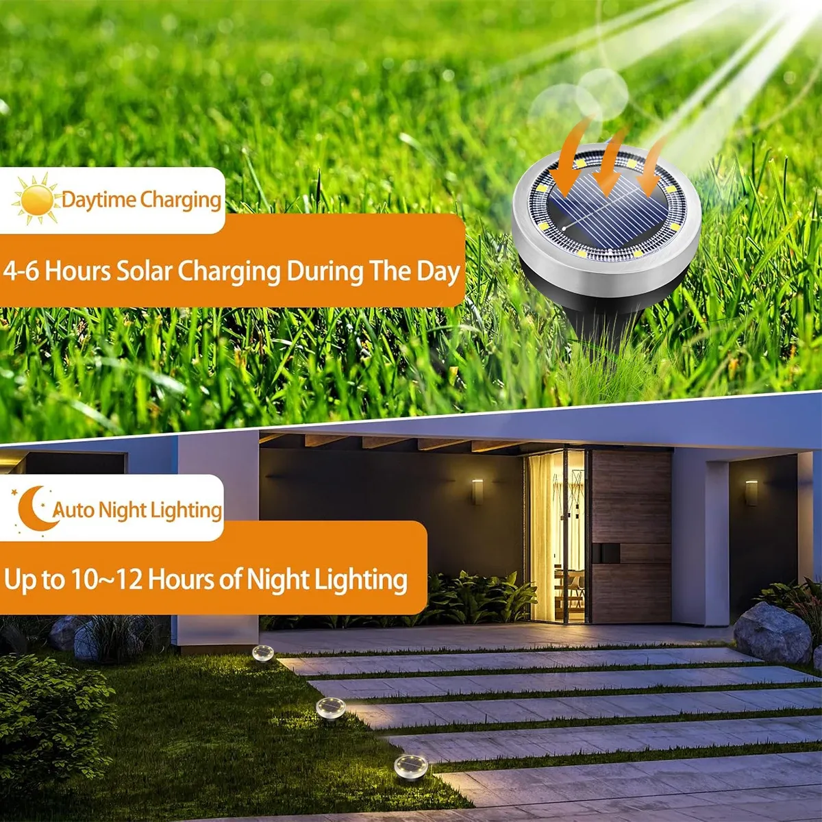 4 PACK Solar Garden Lights OutdoorIP65Waterproof 8 LEDs Underground Lamp With Side Light Spotlight Waterproof For Landscape Lawn Decor
