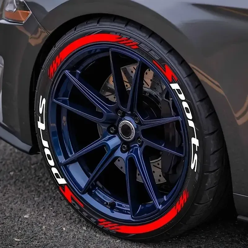 8pcs Car Tire Wheel Stickers Car Tuning Universal 3D Permanent PVC Joined Tire Decor Decals Car Tyre Personalized Stickers（Can be used to decorate all four wheels)