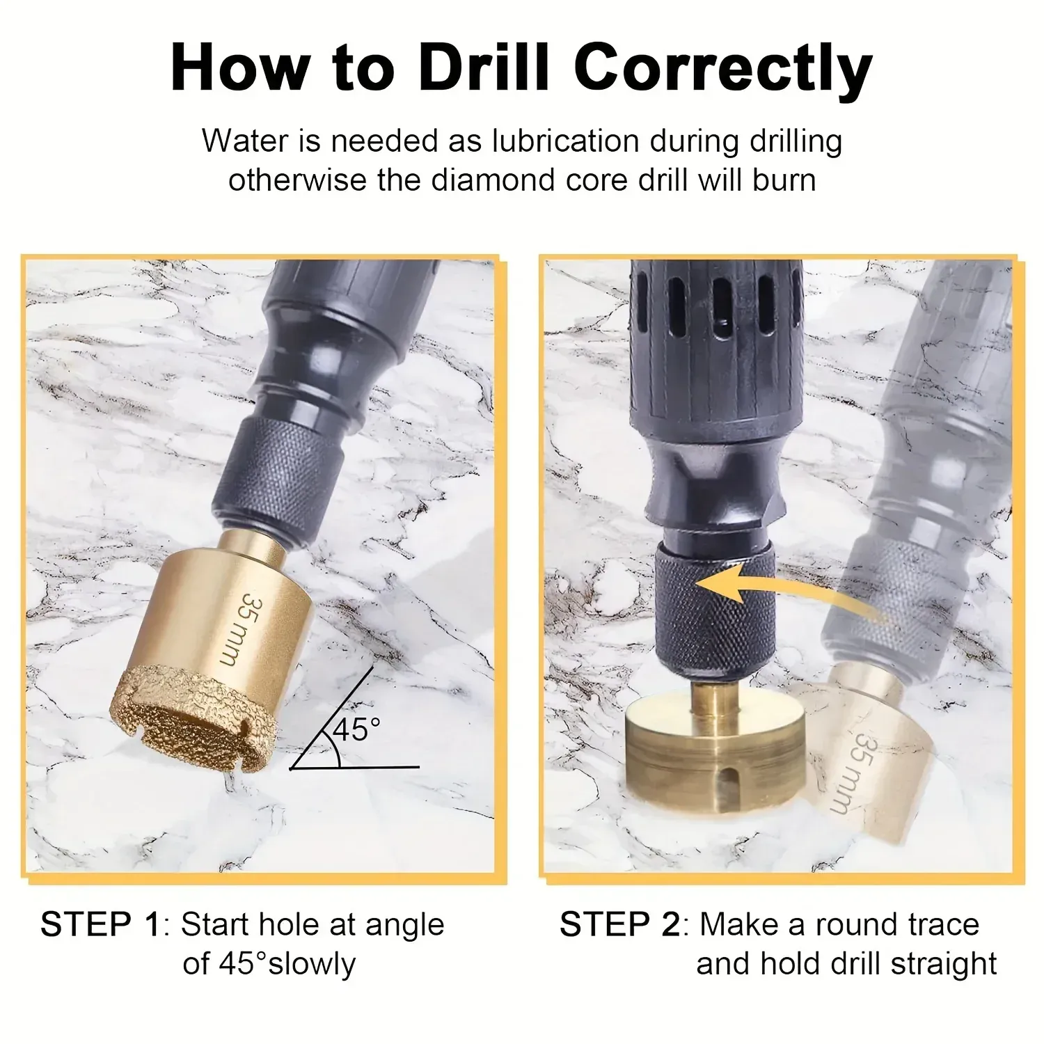12pcs Diamond Drill Bit Set for Glass, Marble & Stone - 6-35mm Hole Saw Kit with Hand Tools, Granite, Tile, Ceramic