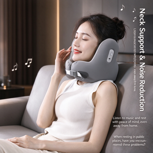 Black Friday Sale - Hot selling Bluetooth Music U-shaped Neck Pillow with Memory Cotton Noise Reduction Pillow