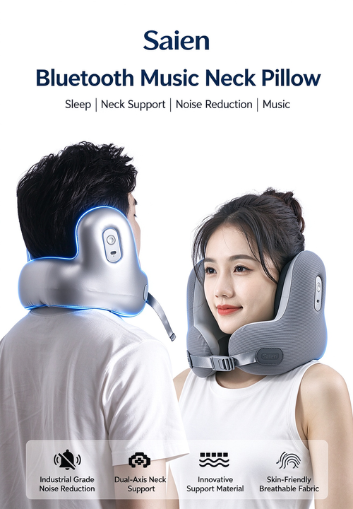 Black Friday Sale - Hot selling Bluetooth Music U-shaped Neck Pillow with Memory Cotton Noise Reduction Pillow