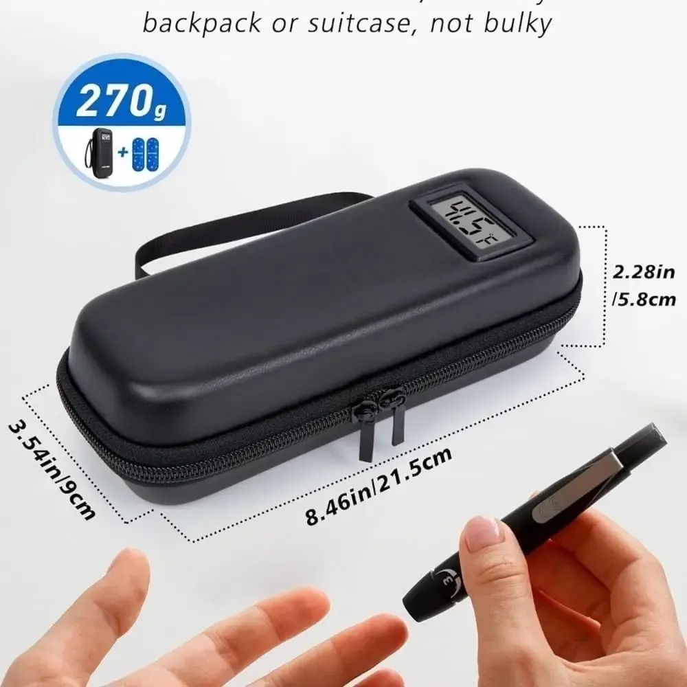 Insulin Cooler Travel Case °C Waterproof Insulin Cooling Bag with Thermometer Display Medicine Organizer Bag for Diabetics