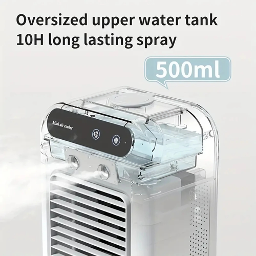 Rechargeable mini air conditioning fan with touch control+spray
