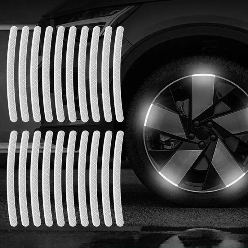 Car Tire Rim Reflective Sticker Night Safety Warning Auto Motorcycle Decals Strip Wheel Reflector Hub Stickers 200Pcs Bike N6T1
