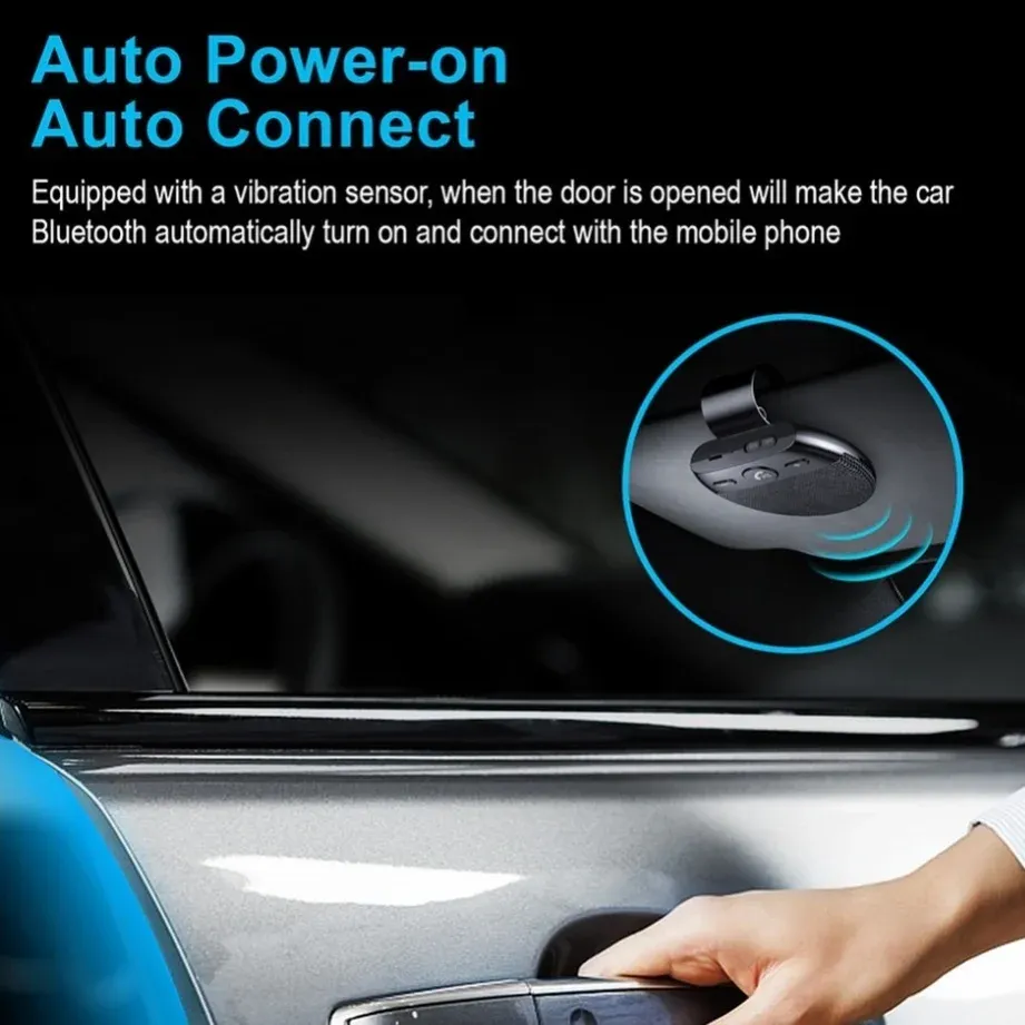 In-Car Bluetooth Speaker – Hands-Free Car Bluetooth Phone System with Voice Prompts – Wireless Bluetooth Hands-Free Speaker Kit for Vehicles