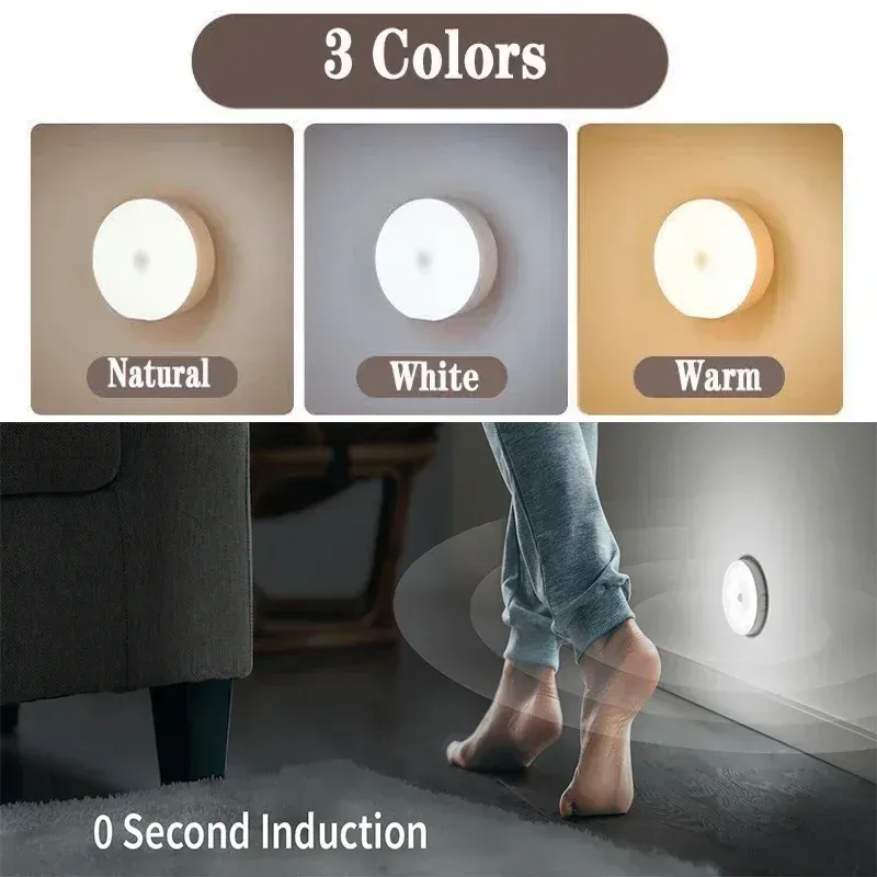 Motion Sensor Light USB Rechargeable Night Light LED Lamp for Kitchen Bedroom Stairs Hallway Cabinet Closet Wardrobe Nightlight