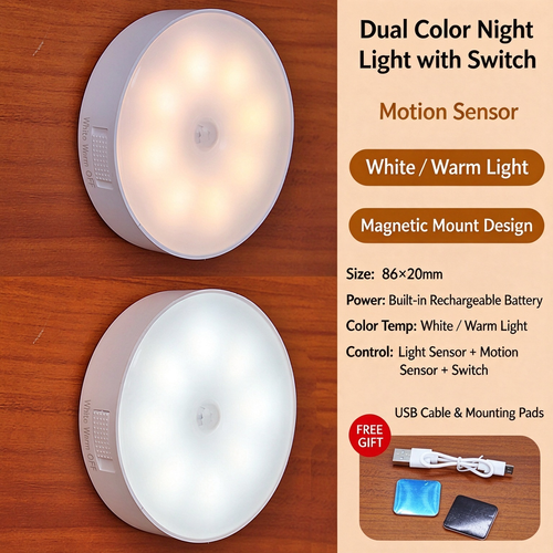 Motion Sensor Light USB Rechargeable Night Light LED Lamp for Kitchen Bedroom Stairs Hallway Cabinet Closet Wardrobe Nightlight