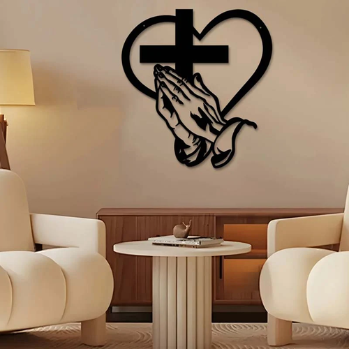 Elegant Christian Heart & Cross Wall Art