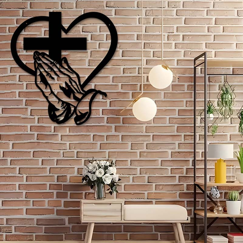 Elegant Christian Heart & Cross Wall Art