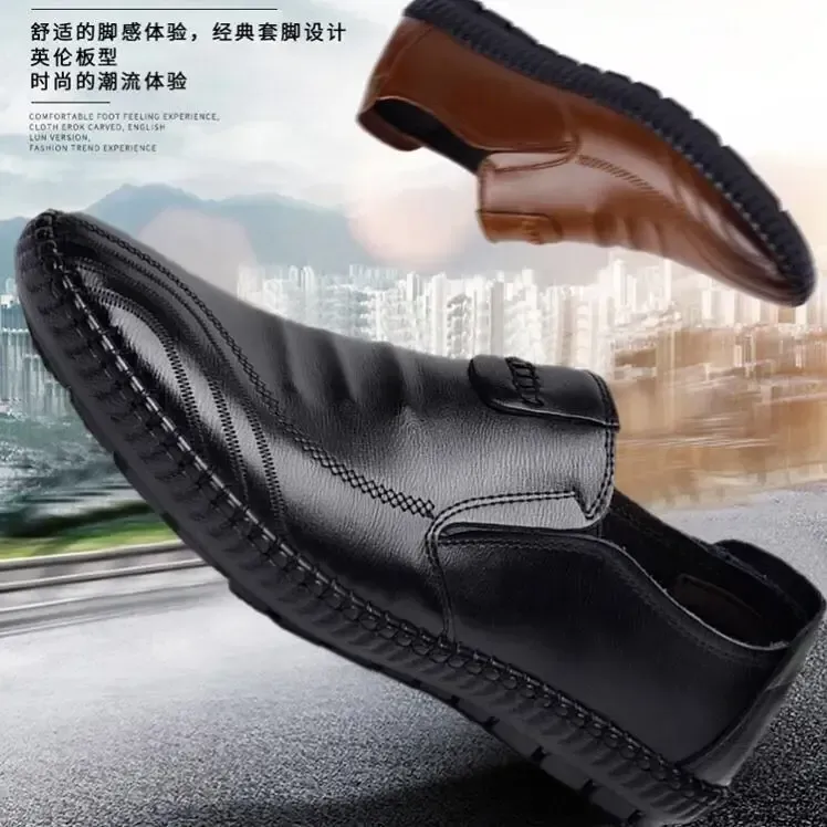 Men's Shoes Versatile soft leather footwear Fashion comfortable loafers male breathable new flat Zapatos