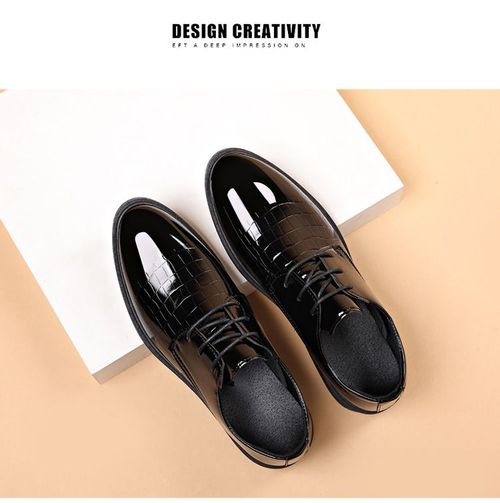 Premium Plus Size Men's Glossy Formal Dress Shoes, Versatile Business Casual Footwear