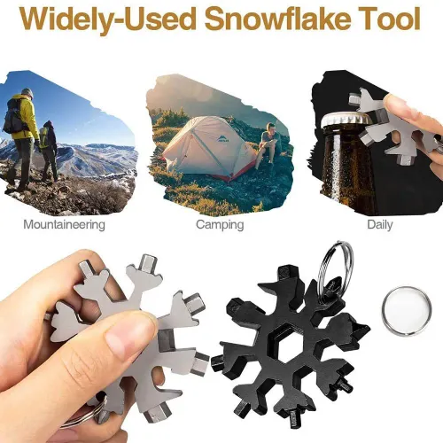 5-piece set---18-in-1 Snowflake Multi Tool Outdoor Camping Travel Camping Adventure Daily Survival Tools Stainless Screwsdriver Bottle Opener