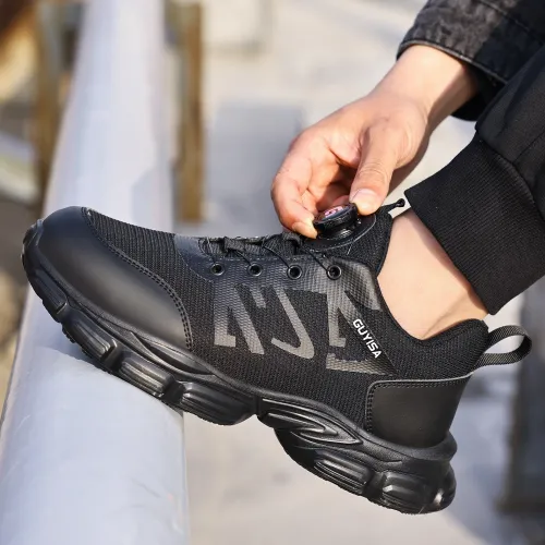 Safety Shoes Rotating Button Labor Insurance Shoes Lightweight Safety Shoes No Shoelaces Men's and Women's Work Shoes
