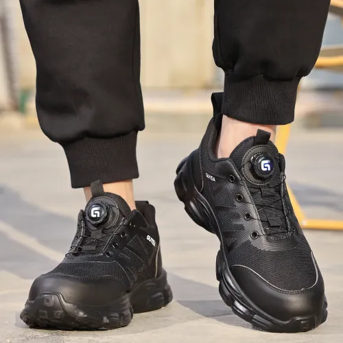 Safety Shoes Rotating Button Labor Insurance Shoes Lightweight Safety Shoes No Shoelaces Men's and Women's Work Shoes
