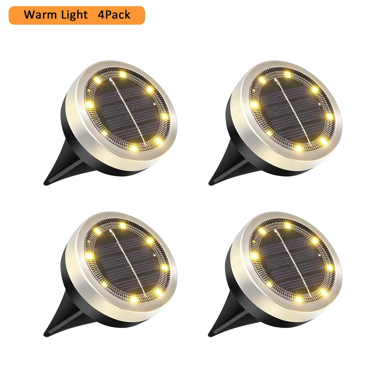 4 PACK Solar Garden Lights OutdoorIP65Waterproof 8 LEDs Underground Lamp With Side Light Spotlight Waterproof For Landscape Lawn Decor