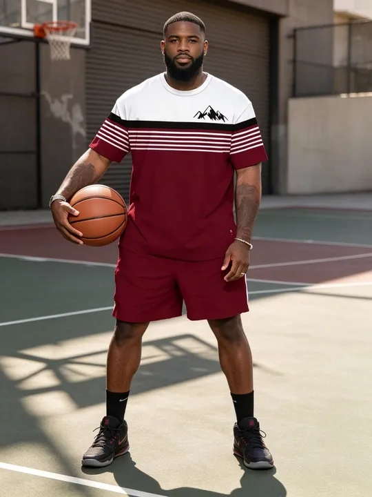 Men's Clothing Summer Large Size 3D Printed Short Sleeve Top Shorts 2-piece Set Outdoor Casual T-shirt Drawstring Shorts Sets