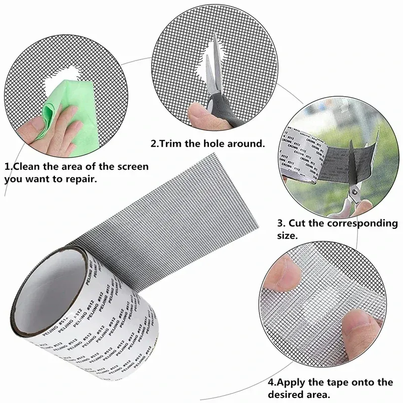 3PCS Adhesive Mosquito Net Repair Tape Adhesive Mesh Screen Tape Window Door Waterproof Mosquito Net Patch Fix Mesh Netting Broken