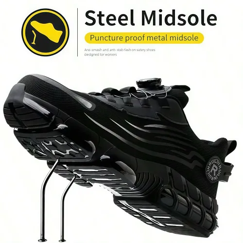 Indestructible Steel Toe Work Shoes for Men Women Rotating Button Safety Shoes Lightweight Construction Work Safety Shoes