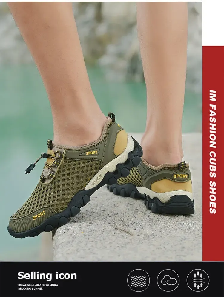 Summer River Tracing Shoes, Men's Breathable Casual Mesh Protective Shoes, Hollowed Out Mesh Outdoor Shoes, Protective Shoes