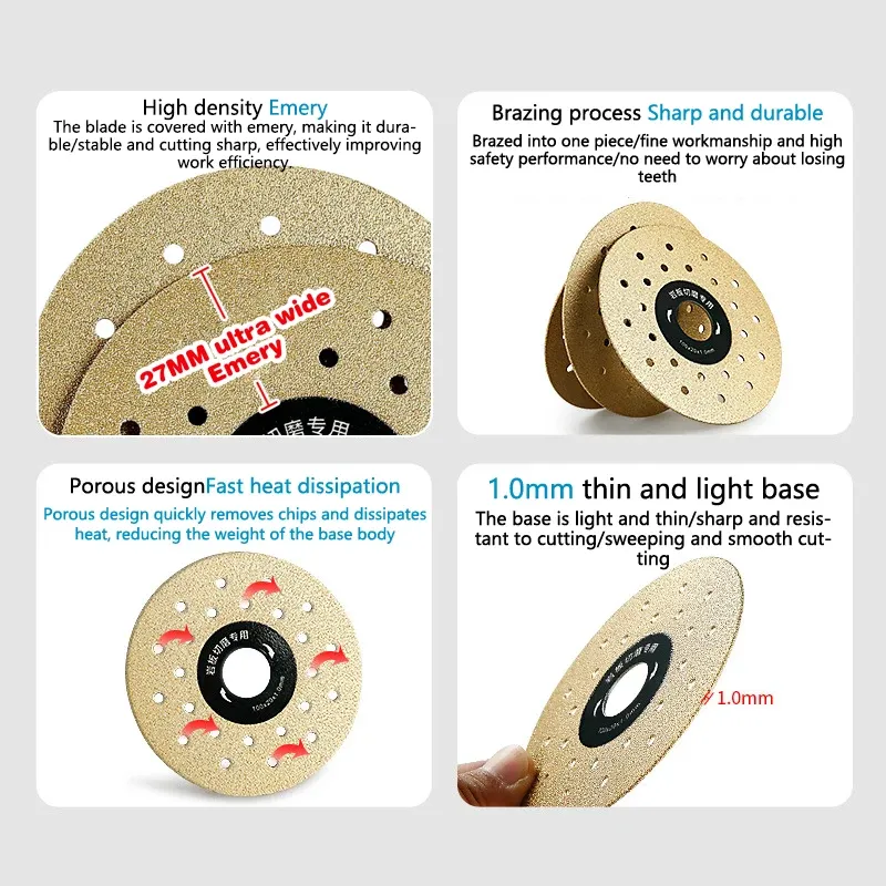 3PCS Diamond Cutting Disc Angle Grinder Grinding Wheel Slab Ceramic Tiles Marble Porcelain Grinding Cutting Disc Blade Wheels
