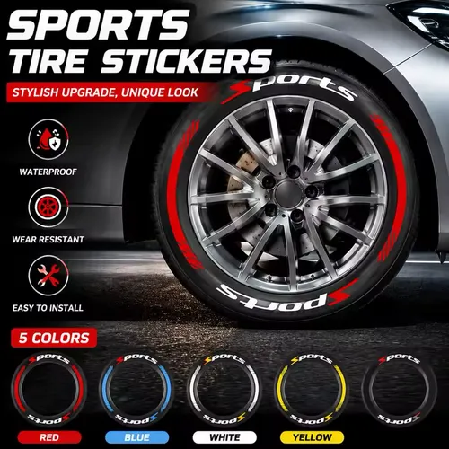 8pcs Car Tire Wheel Stickers Car Tuning Universal 3D Permanent PVC Joined Tire Decor Decals Car Tyre Personalized Stickers（Can be used to decorate all four wheels)