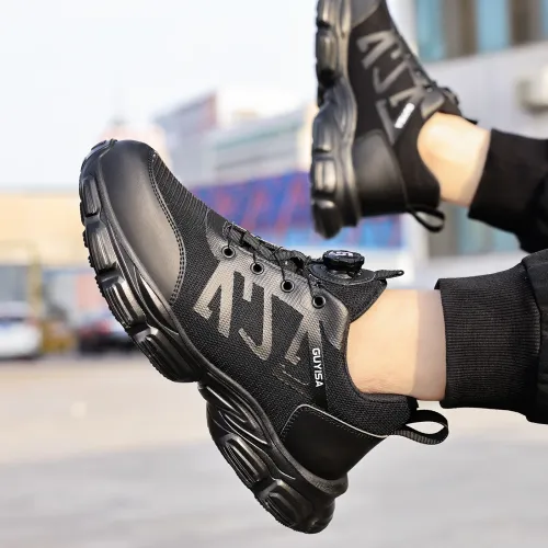 Safety Shoes Rotating Button Labor Insurance Shoes Lightweight Safety Shoes No Shoelaces Men's and Women's Work Shoes