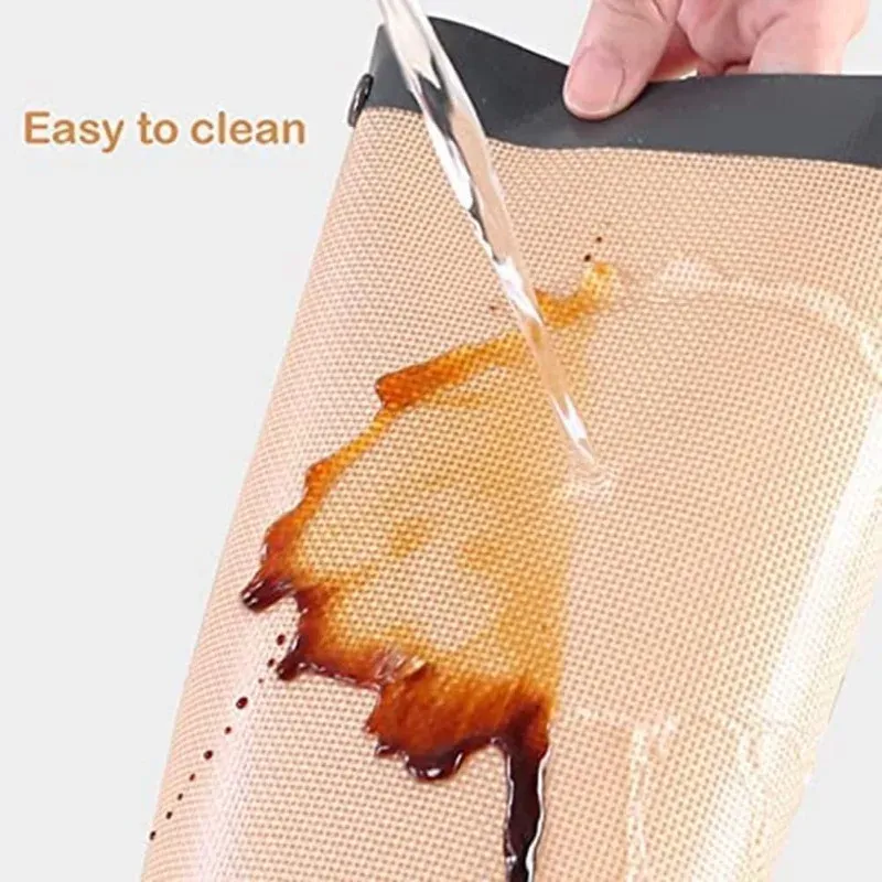 2Pcs Silicone Fiberglass Baking Mat Non Stick Leakproof Oven Liner Sheet Foldable Raised Edge Roasting Tray Cookie Pastry Pan