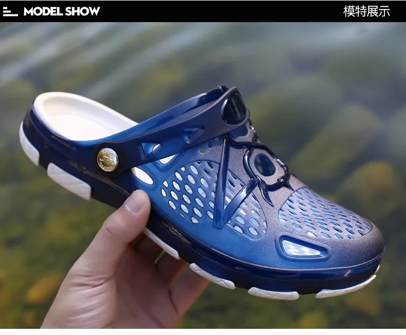 Men's lightweight slip-on sandals, indoor non-slip, outdoor beach casual, daily wear, comfortable slip-on shoes, fashionable