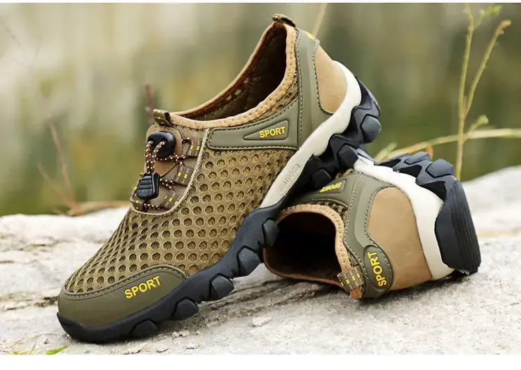 Summer River Tracing Shoes, Men's Breathable Casual Mesh Protective Shoes, Hollowed Out Mesh Outdoor Shoes, Protective Shoes