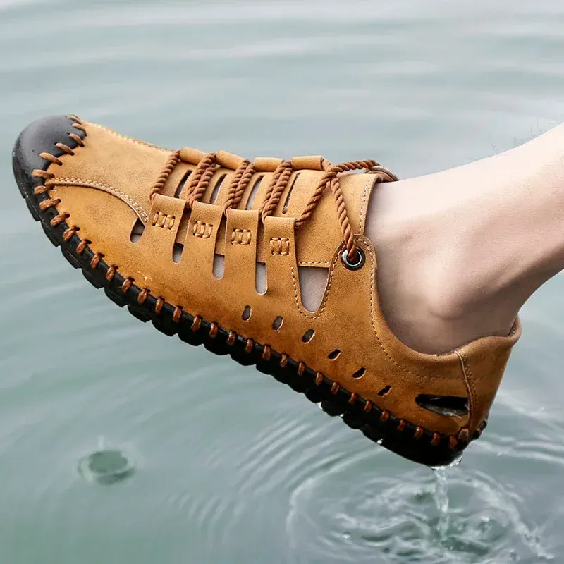 Men's Leather Sandals, Casual Comfortable Outdoor Shoes, Casual Beach Walking Shoes, Summer, 2026 Men Shoes Summer Water Shoes