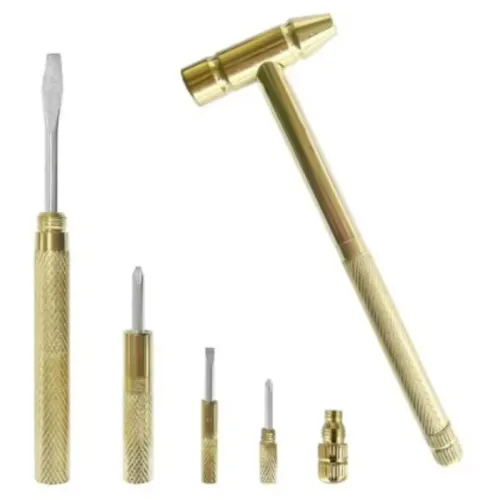 6-In-1 Mini Craft Hammer Screwdriver Set Copper Alloy Gold Detachable Micro Screwdriver Perfect Hand Tool For Diy Project