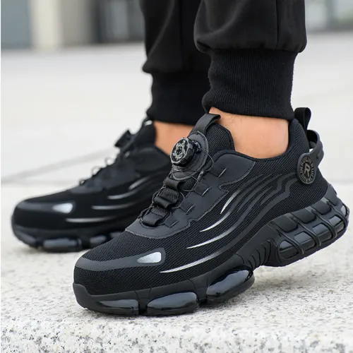 Indestructible Steel Toe Work Shoes for Men Women Rotating Button Safety Shoes Lightweight Construction Work Safety Shoes