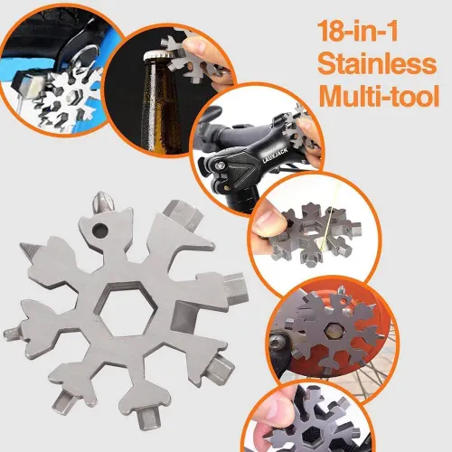 5-piece set---18-in-1 Snowflake Multi Tool Outdoor Camping Travel Camping Adventure Daily Survival Tools Stainless Screwsdriver Bottle Opener