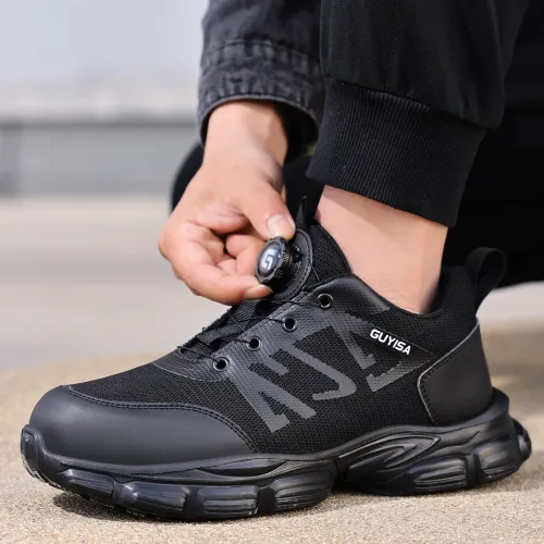 Safety Shoes Rotating Button Labor Insurance Shoes Lightweight Safety Shoes No Shoelaces Men's and Women's Work Shoes