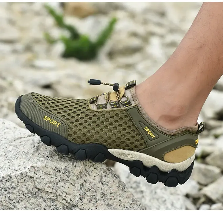 Summer River Tracing Shoes, Men's Breathable Casual Mesh Protective Shoes, Hollowed Out Mesh Outdoor Shoes, Protective Shoes