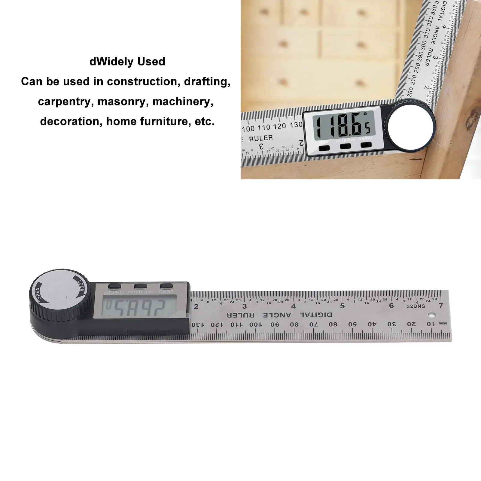 1 PC 2 in 1 Digital Angle Detector Scale Suitable for Woodworking Measurement Tools High Accuracy Mutifunction Tools