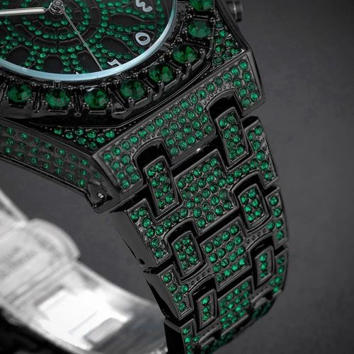 New Luxury Iced Out Full Diamond Watch for Men Hip Hop Arabic Numerals Calendar Waterproof Quartz Wristwatches Relogio Masculino