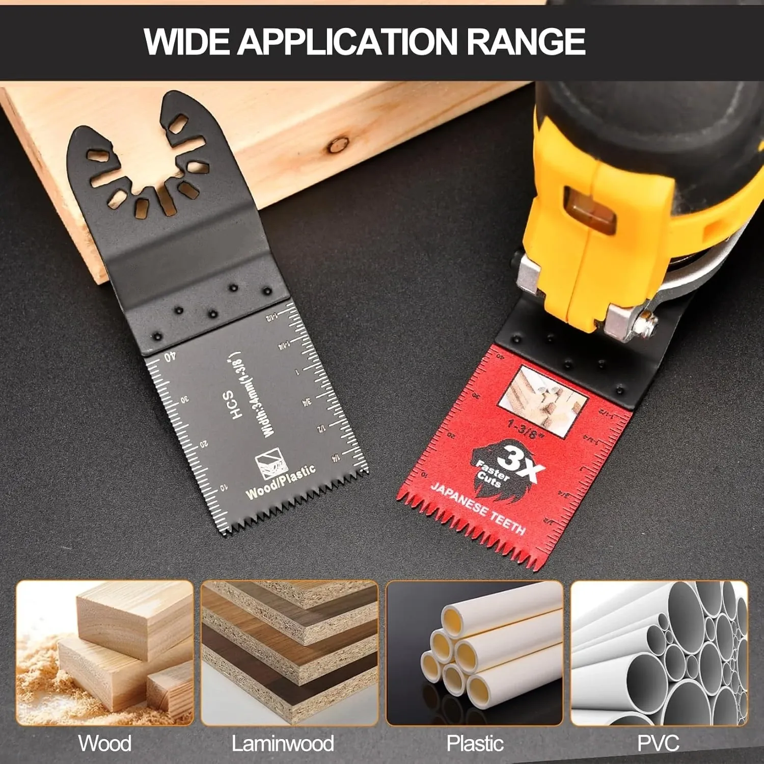 Japanese Teeth Oscillating Saw Blades Universal Quick Release Oscillating Multitool Blades Clean Cut for Wood Plastic PVC