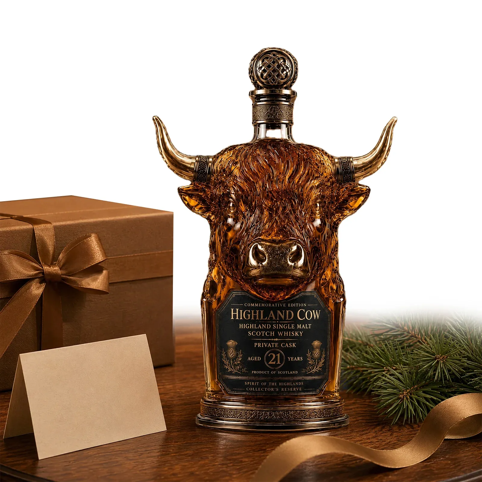 Highland Cow Shaped Whiskey Decanter Borosilicate Glass Bottle Unique Liquor Bar Cabinet Display Decor