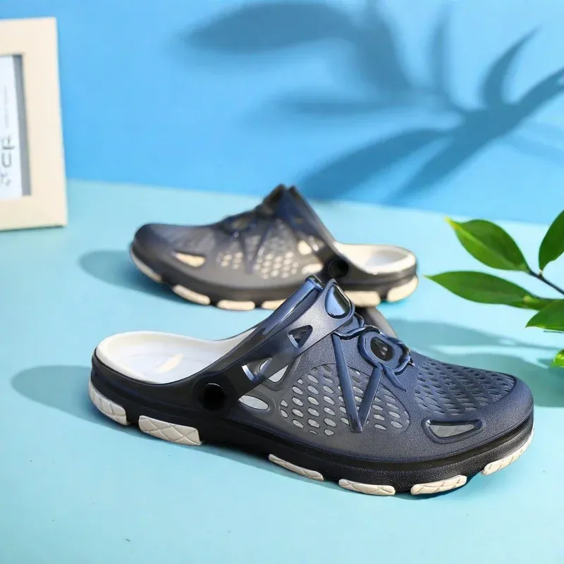 Men's lightweight slip-on sandals, indoor non-slip, outdoor beach casual, daily wear, comfortable slip-on shoes, fashionable