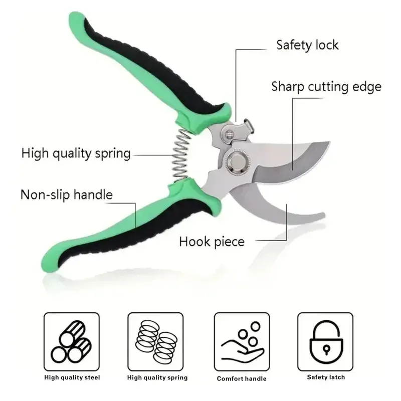 3PCS Pruner Garden Scissors Professional Sharp Bypass Pruning Shears Tree Trimmers Secateurs Hand Clippers For Garden Beak Scissors