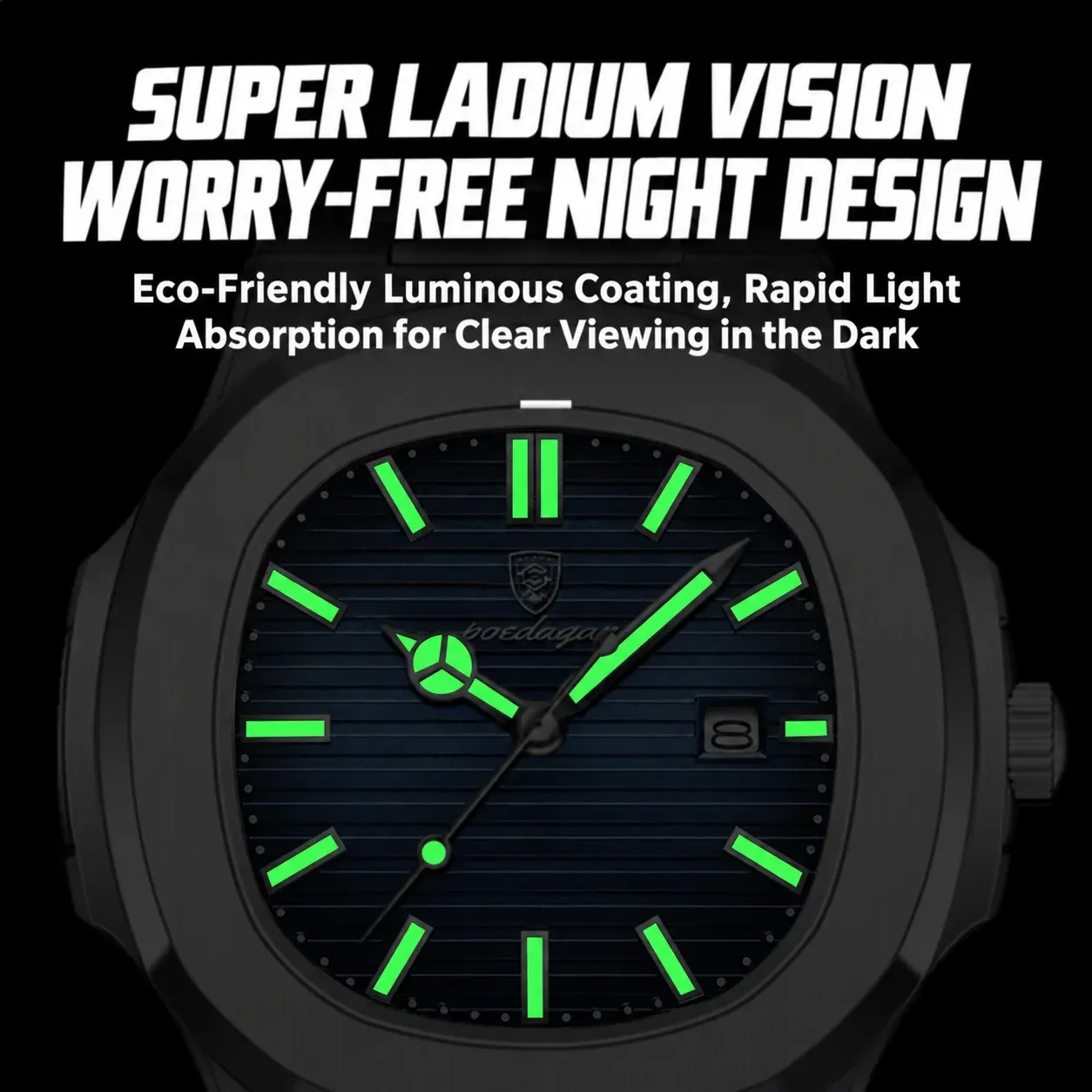 Square Man Watch Date Waterproof Luminous Luxury Men Wristwatch High Quality Leather Men's