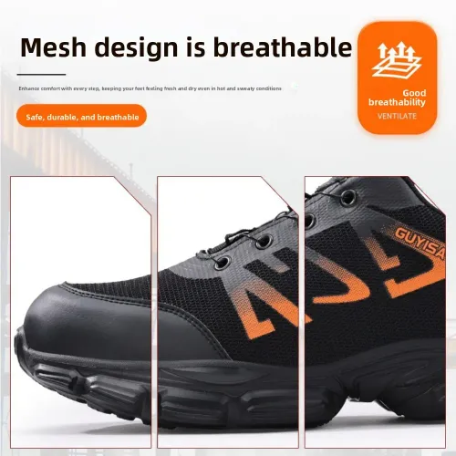 Safety Shoes Rotating Button Labor Insurance Shoes Lightweight Safety Shoes No Shoelaces Men's and Women's Work Shoes