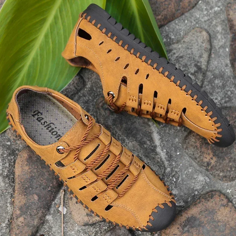 Men's Leather Sandals, Casual Comfortable Outdoor Shoes, Casual Beach Walking Shoes, Summer, 2026 Men Shoes Summer Water Shoes