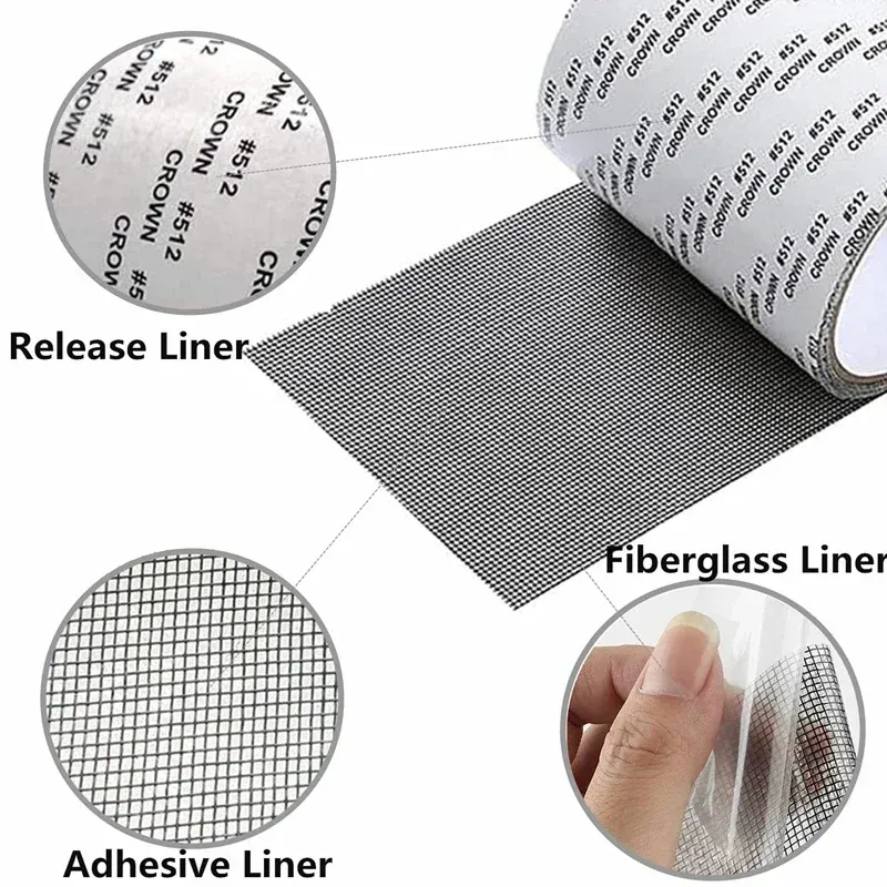 3PCS Adhesive Mosquito Net Repair Tape Adhesive Mesh Screen Tape Window Door Waterproof Mosquito Net Patch Fix Mesh Netting Broken