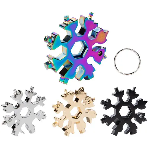 5-piece set---18-in-1 Snowflake Multi Tool Outdoor Camping Travel Camping Adventure Daily Survival Tools Stainless Screwsdriver Bottle Opener