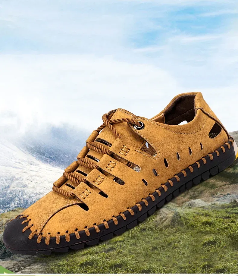 Men's Leather Sandals, Casual Comfortable Outdoor Shoes, Casual Beach Walking Shoes, Summer, 2026 Men Shoes Summer Water Shoes