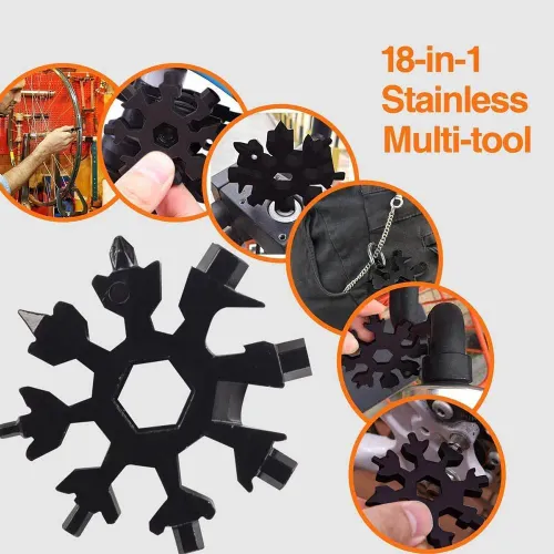 5-piece set---18-in-1 Snowflake Multi Tool Outdoor Camping Travel Camping Adventure Daily Survival Tools Stainless Screwsdriver Bottle Opener