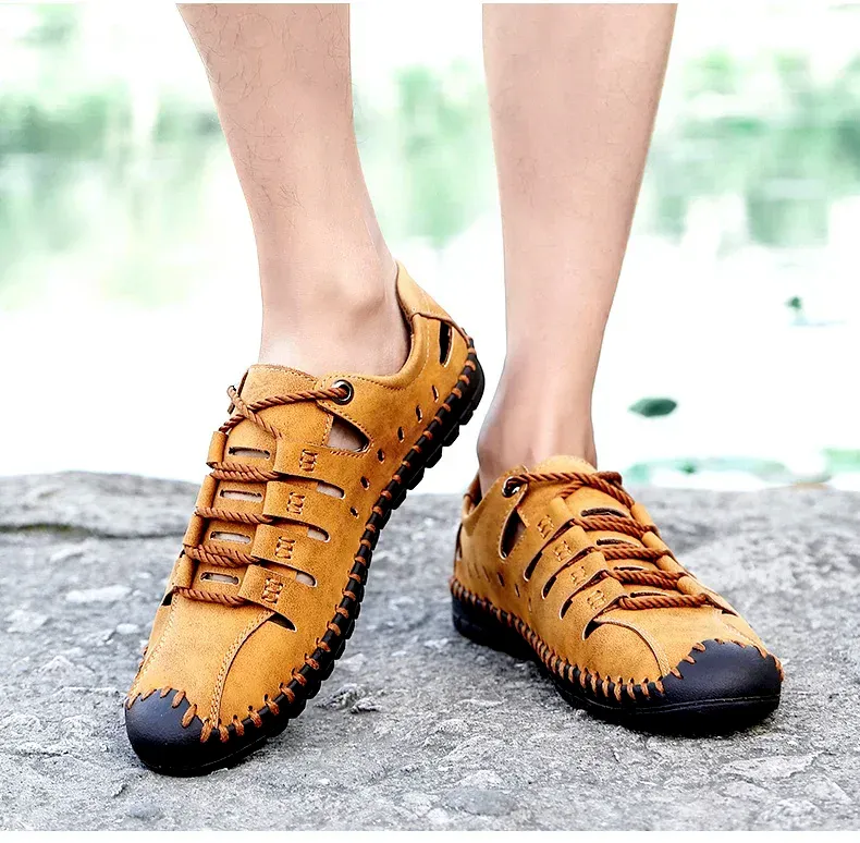 Men's Leather Sandals, Casual Comfortable Outdoor Shoes, Casual Beach Walking Shoes, Summer, 2026 Men Shoes Summer Water Shoes