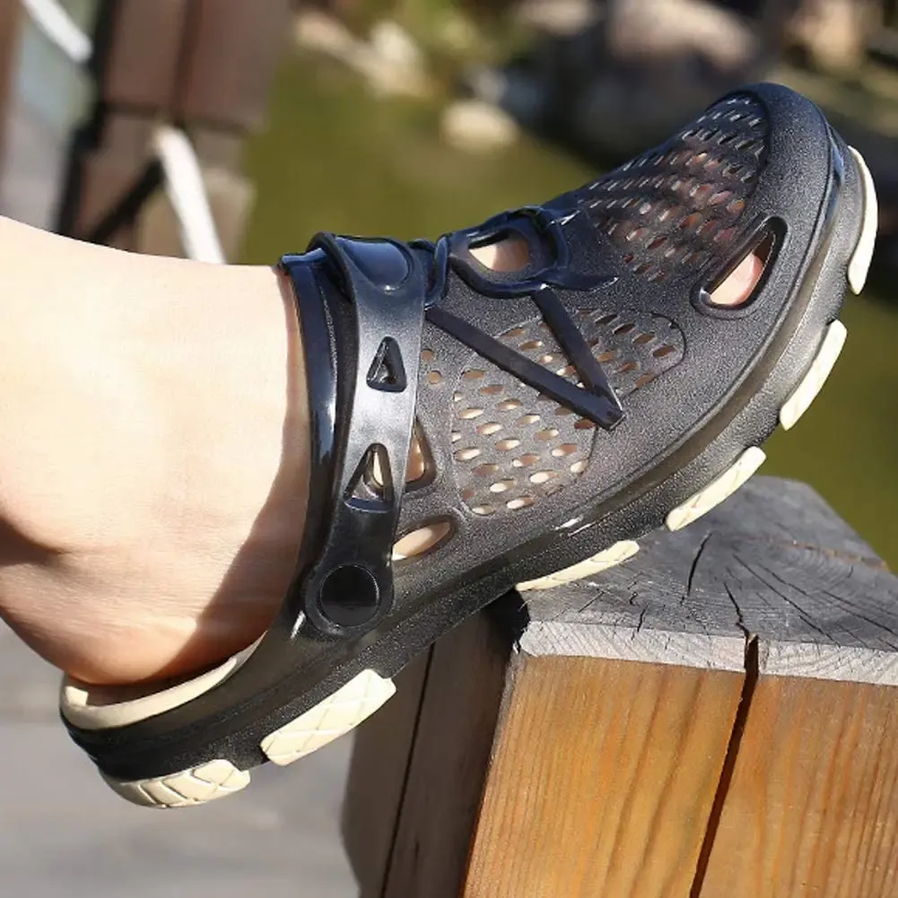 Men's lightweight slip-on sandals, indoor non-slip, outdoor beach casual, daily wear, comfortable slip-on shoes, fashionable